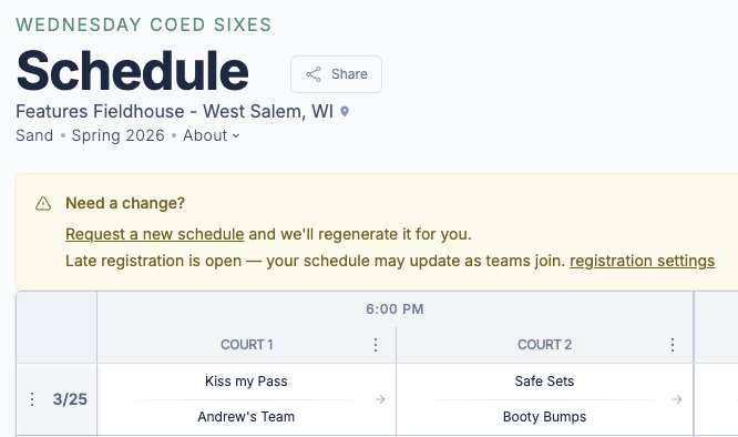 need a change banner with late registration